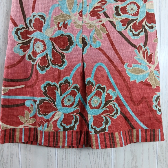 Loft by Ann Taylor Floral Pink Blue & Red Skirt size 2P knee lenght - Picture 3 of 12